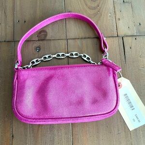 By Far Rachel lame mini bag hot pink NWT